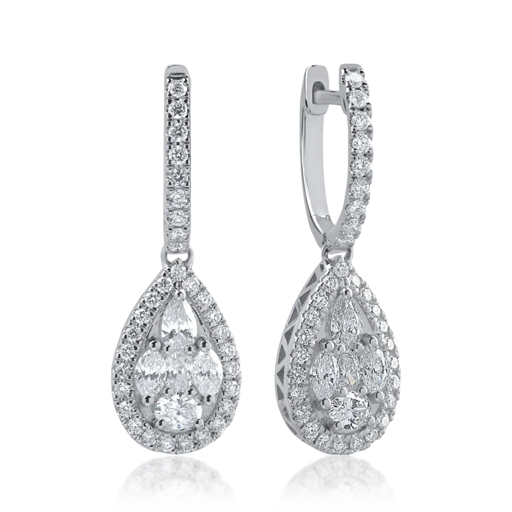 Cercei din aur alb cu diamante de 1.14ct