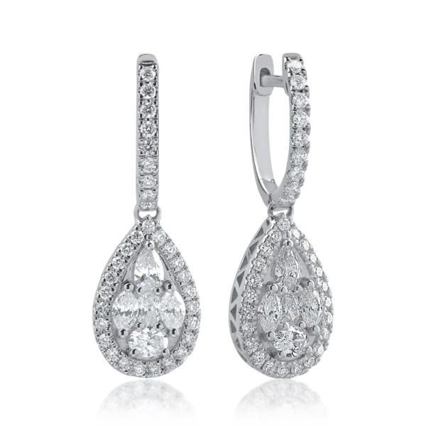 Cercei din aur alb cu diamante de 1.14ct