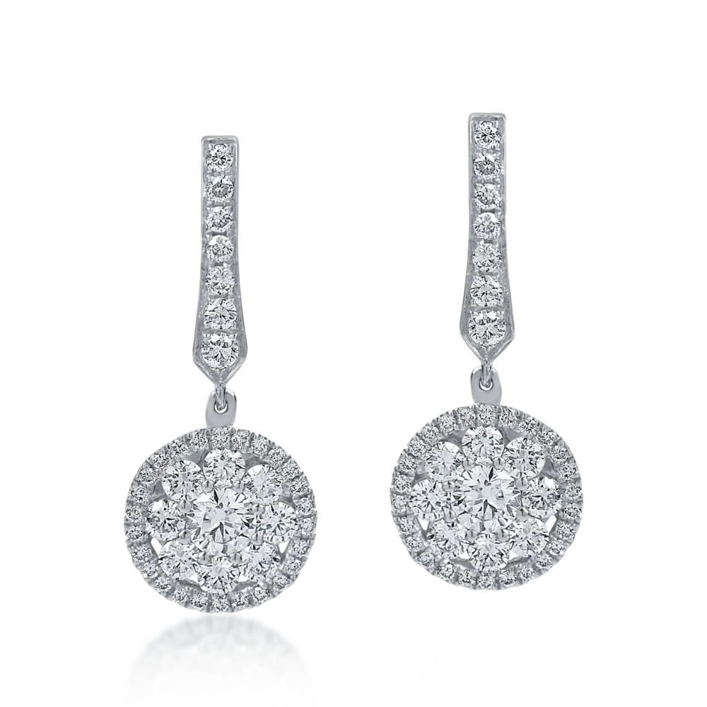 Cercei din aur alb cu diamante de 1.15ct - imagine 2