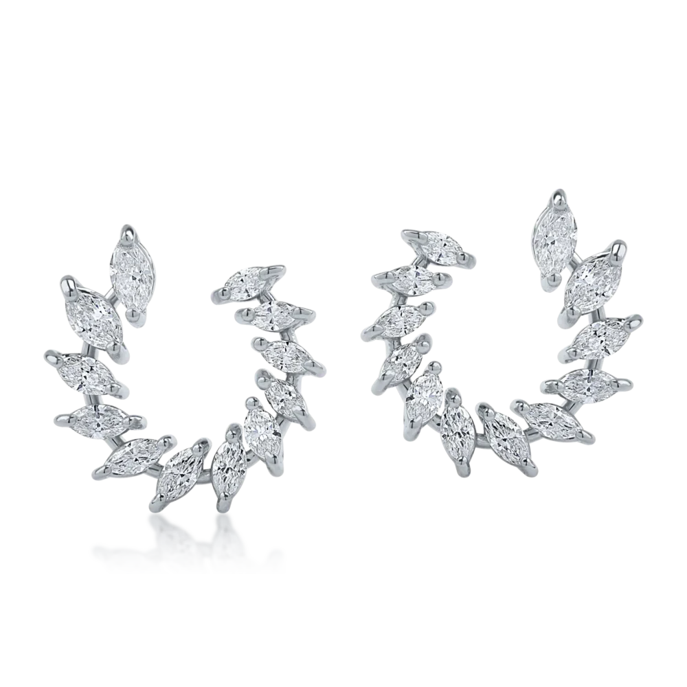 Cercei din aur alb cu diamante pear de 1.17ct - imagine 2