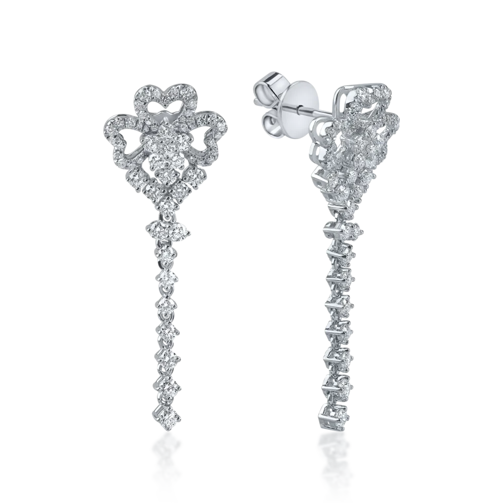 Cercei din aur alb cu diamante baguette de 1.264ct