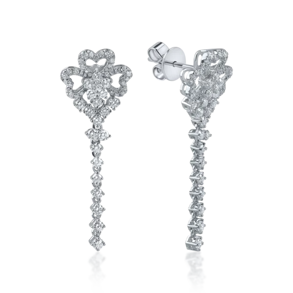 Cercei din aur alb cu diamante baguette de 1.264ct