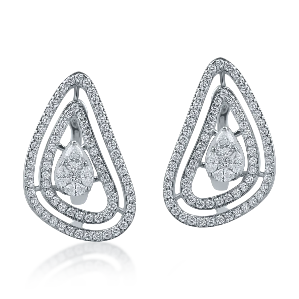 Cercei din aur alb cu diamante de 1.271ct - imagine 2