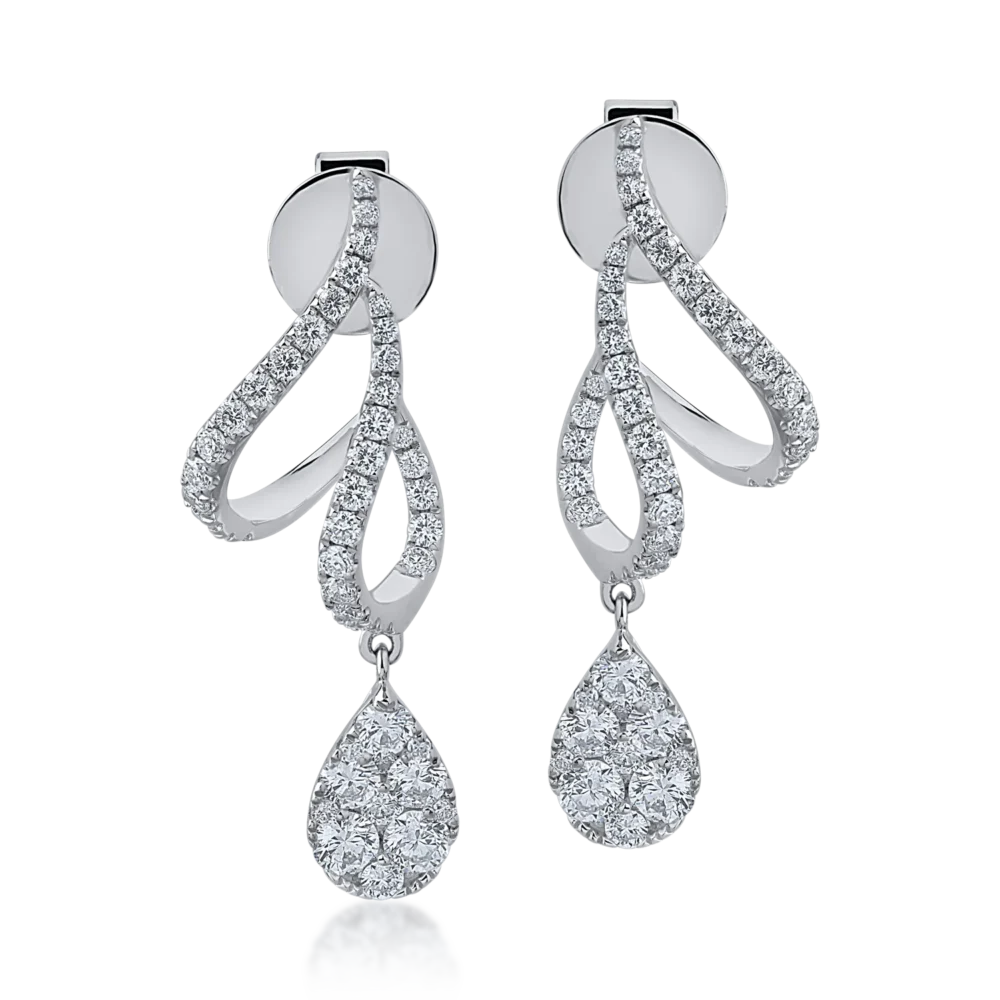 Cercei din aur alb cu diamante de 1.27ct - imagine 2