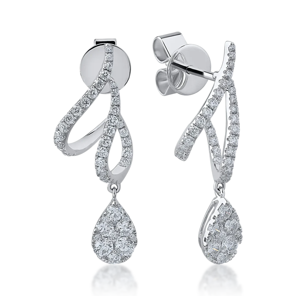 Cercei din aur alb cu diamante de 1.27ct