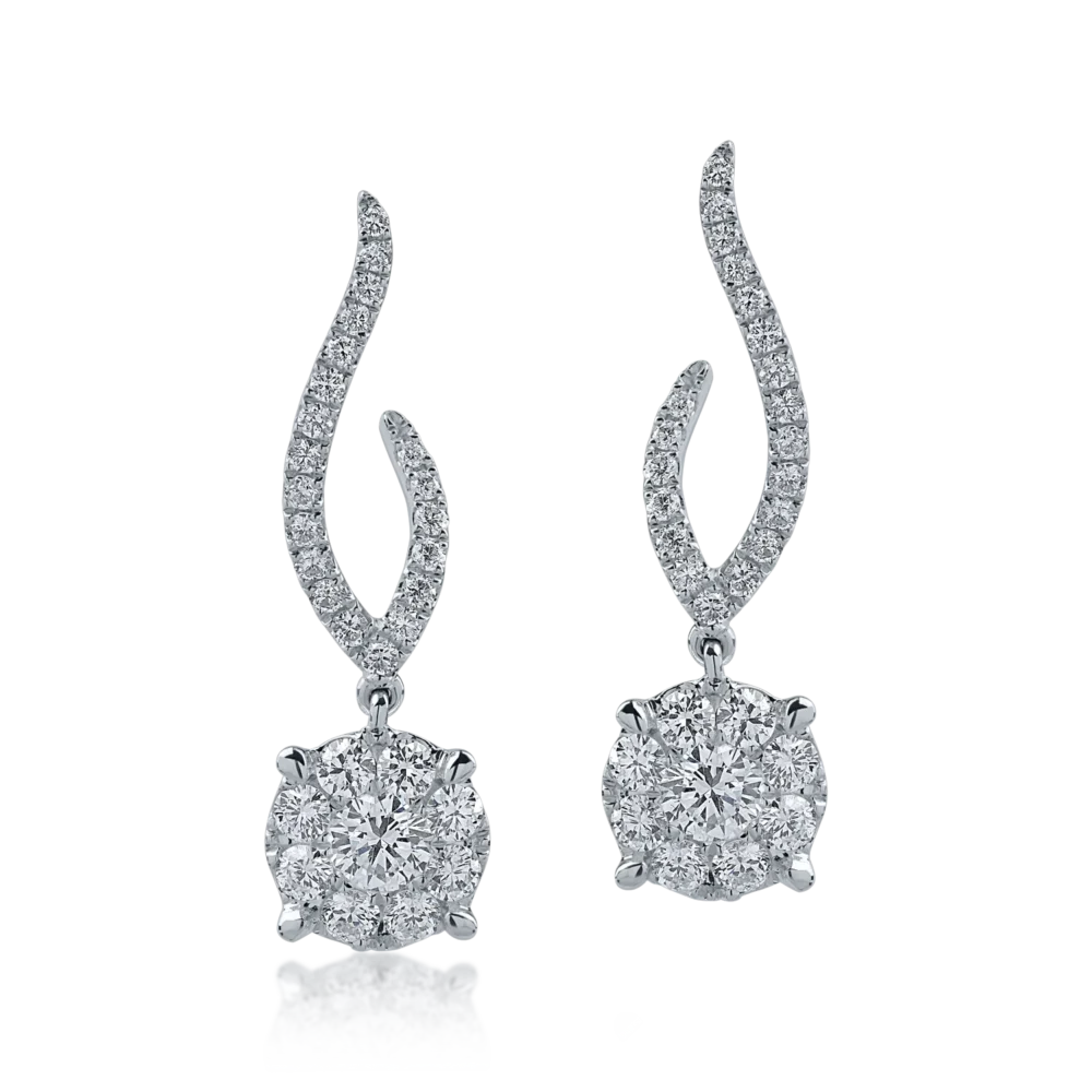 Cercei din aur alb cu diamante de 1.27ct - imagine 2