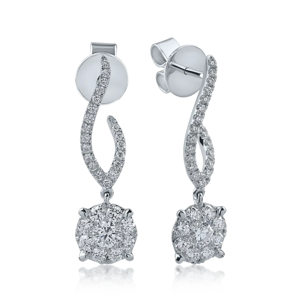 Cercei din aur alb cu diamante de 1.27ct