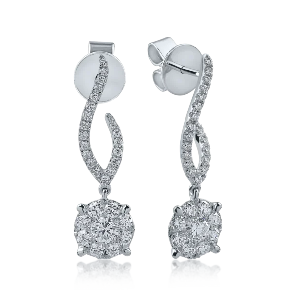 Cercei din aur alb cu diamante de 1.27ct