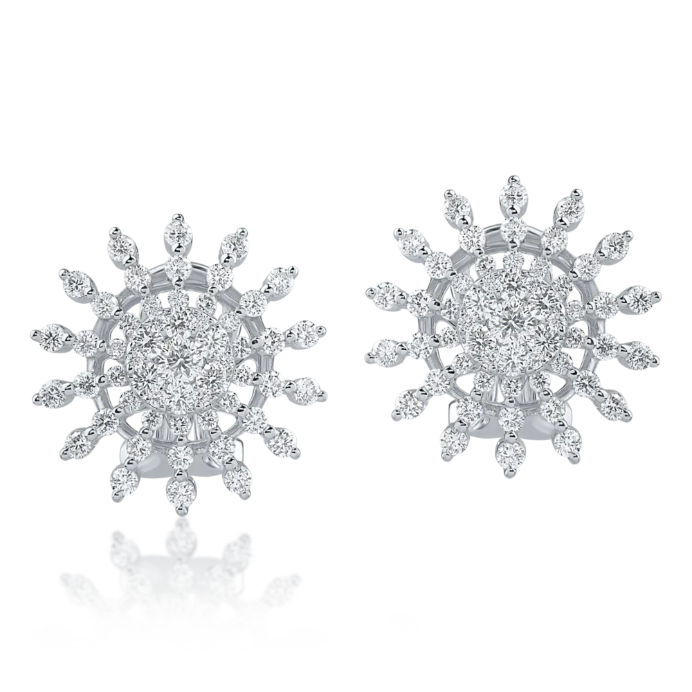 Cercei din aur alb cu diamante de 1.3ct - imagine 2