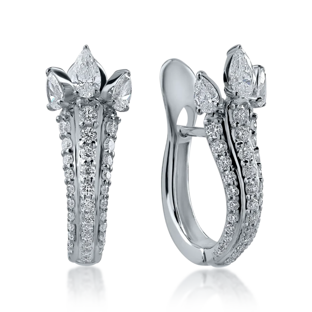 Cercei din aur alb cu diamante de 1.45ct