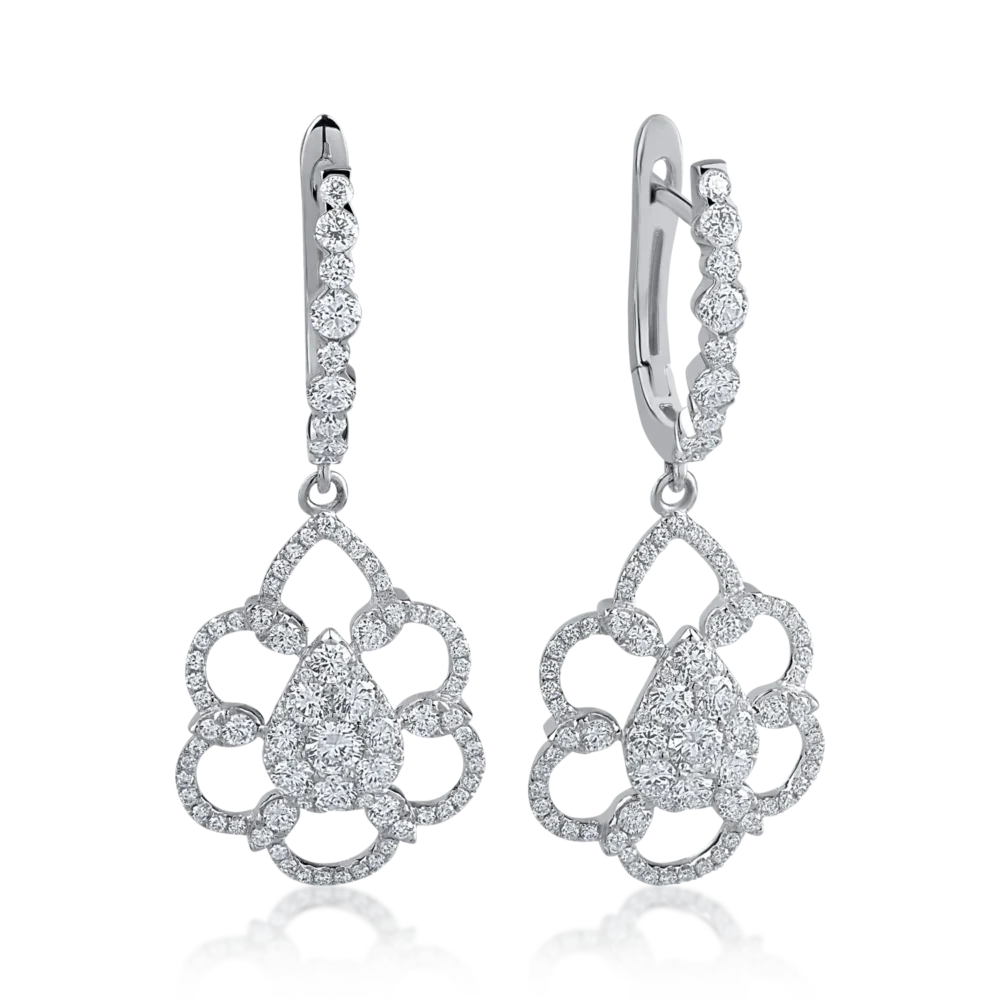 Cercei din aur alb cu diamante de 1.4ct