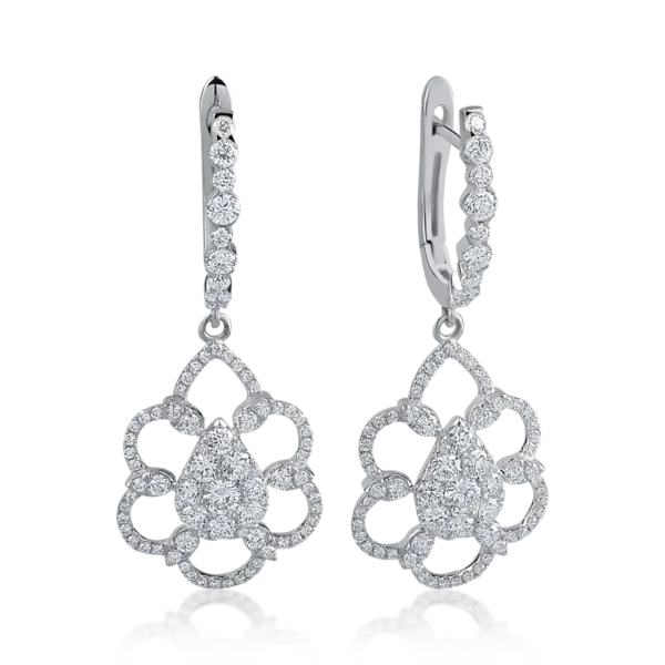 Cercei din aur alb cu diamante de 1.4ct