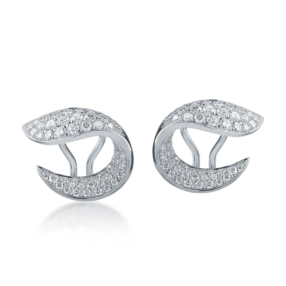 Cercei din aur alb cu diamante de 1.4ct - imagine 2