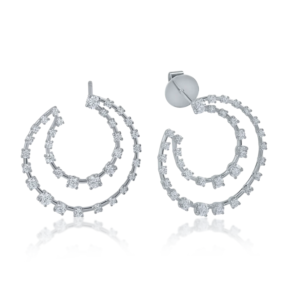 Cercei din aur alb cu diamante de 1.63ct