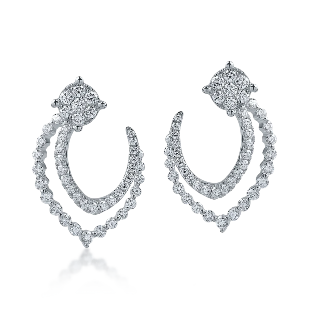 Cercei din aur alb cu diamante de 1.6ct - imagine 2