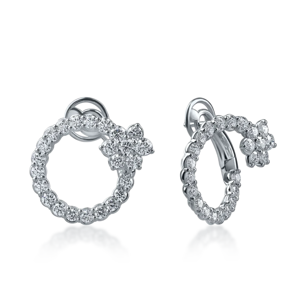 Cercei din aur alb cu diamante de 1.77ct