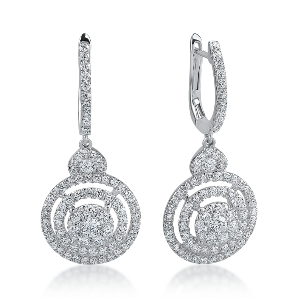 Cercei din aur alb cu diamante de 1.81ct