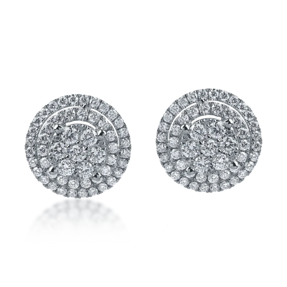 Cercei din aur alb cu diamante de 1ct - imagine 2