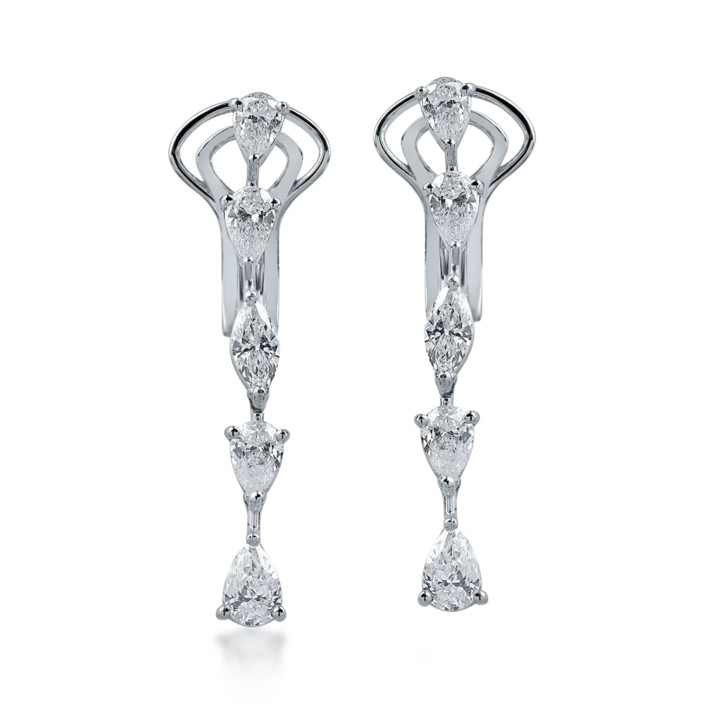 Cercei din aur alb cu diamante pear de 2.22ct - imagine 2