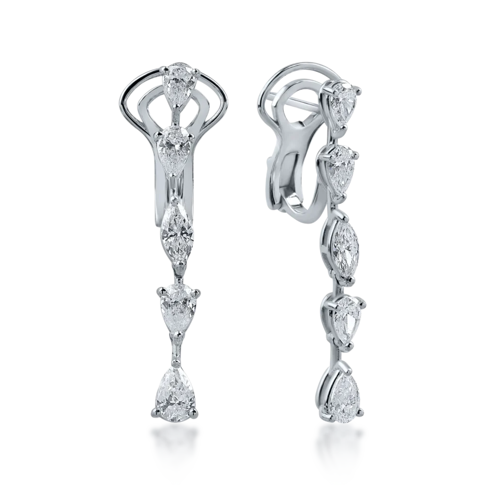 Cercei din aur alb cu diamante pear de 2.22ct