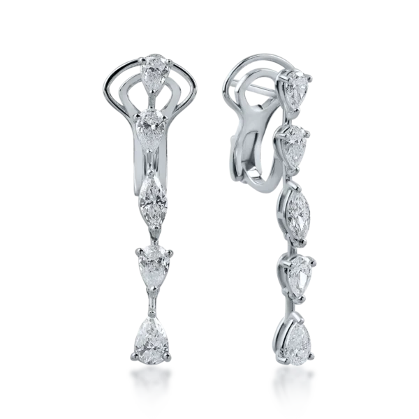 Cercei din aur alb cu diamante pear de 2.22ct