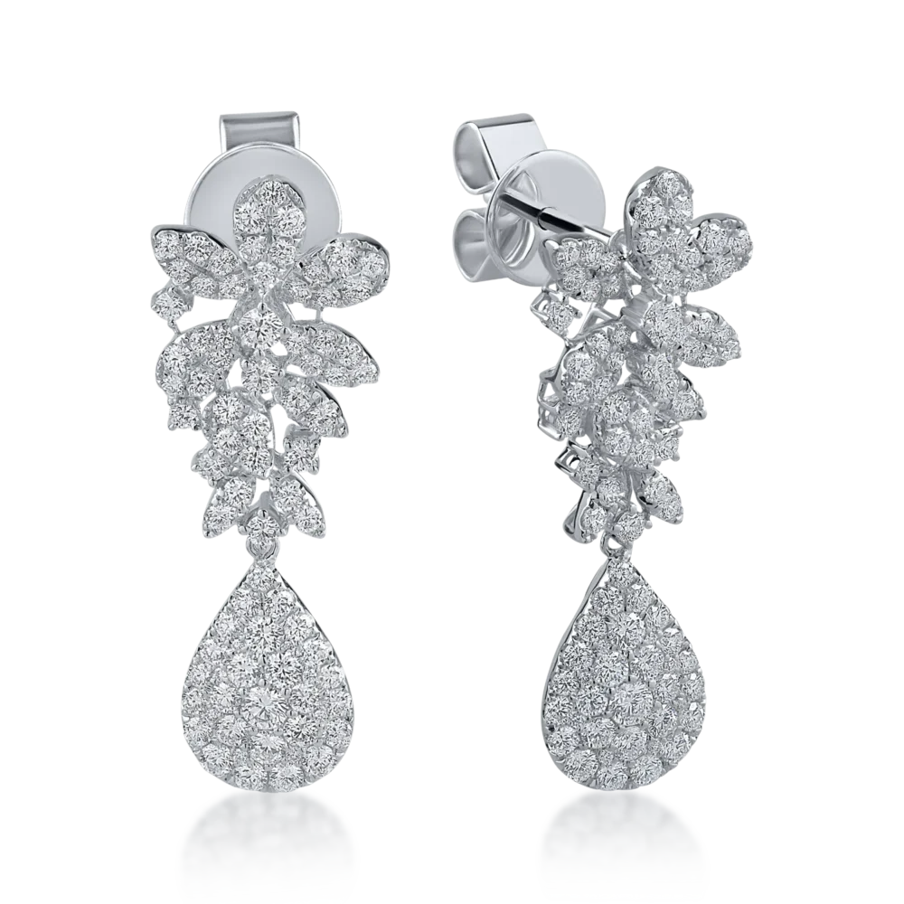 Cercei din aur alb cu diamante de 2.44ct