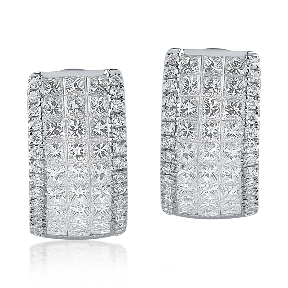 Cercei din aur alb cu diamante princess si round de 2.4ct - imagine 2