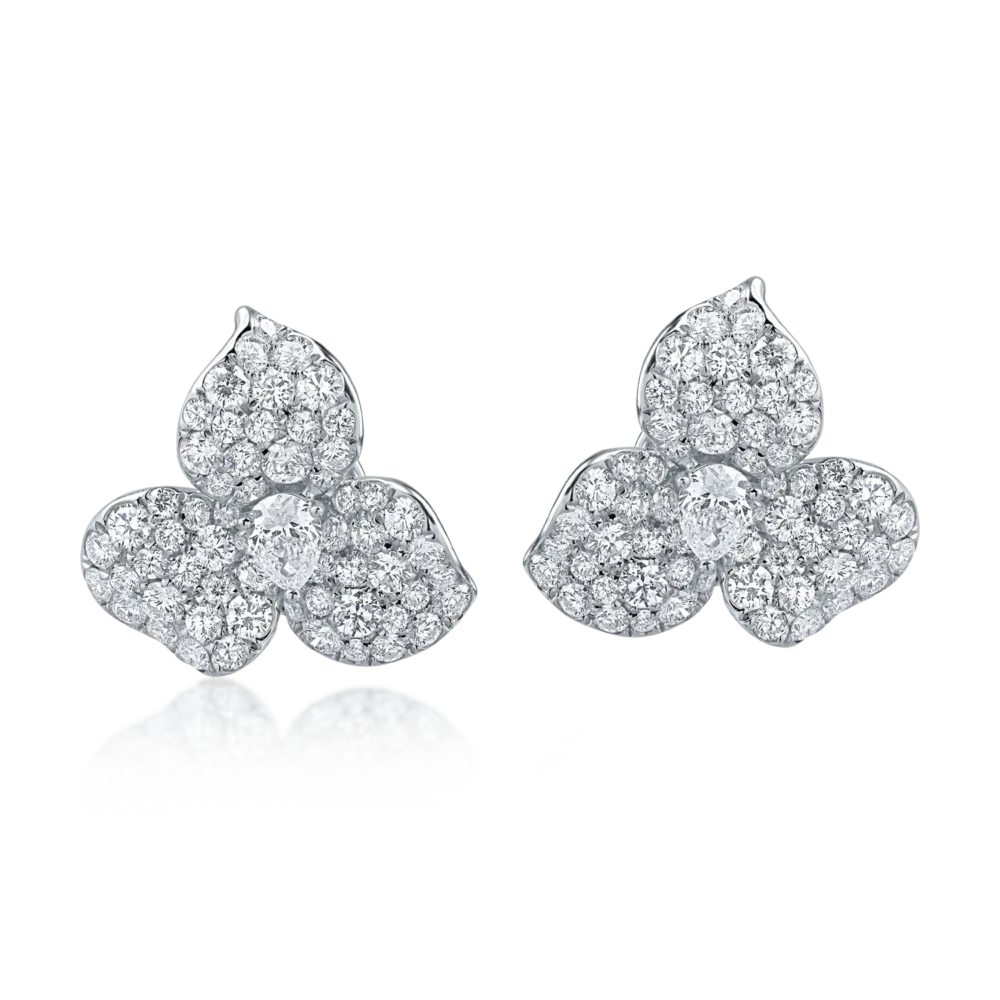 Cercei din aur alb cu diamante pear si round de 2.66ct - imagine 2