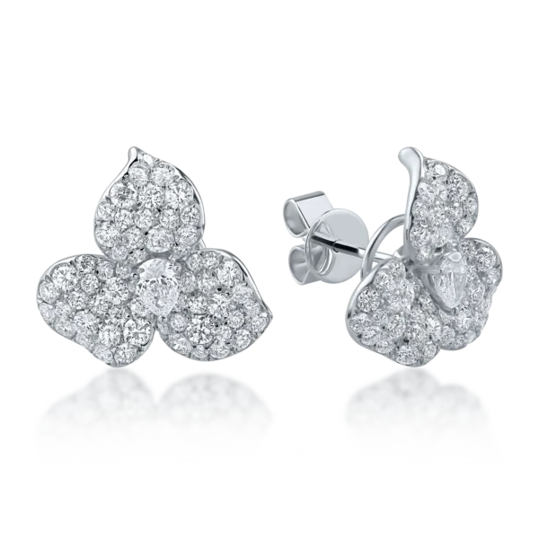 Cercei din aur alb cu diamante pear si round de 2.66ct