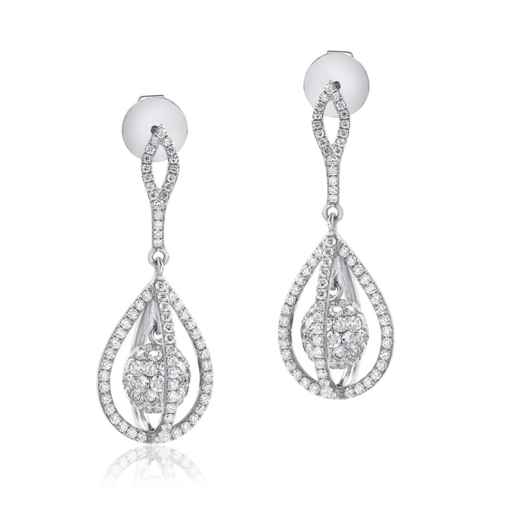 Cercei din aur alb cu diamante de 2.8ct - imagine 2