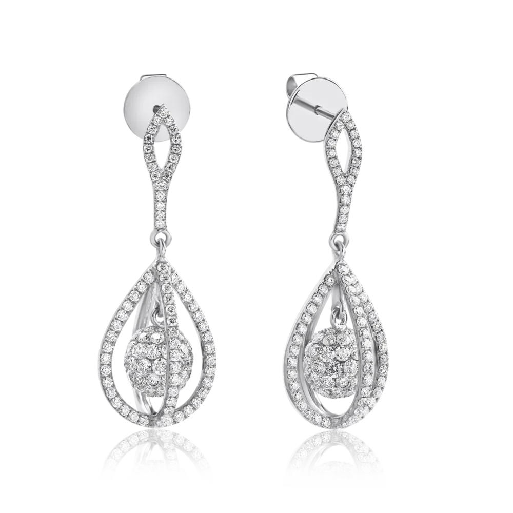 Cercei din aur alb cu diamante de 2.8ct