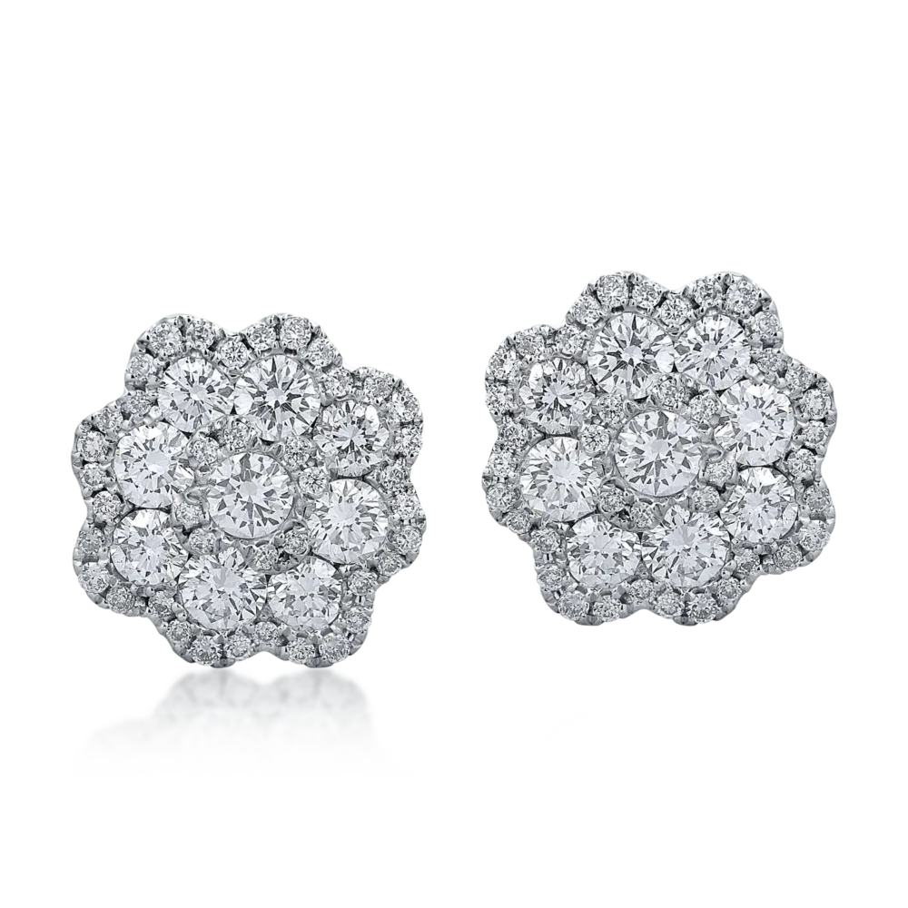 Cercei din aur alb cu diamante de 2ct - imagine 2