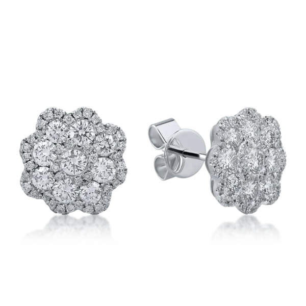 Cercei din aur alb cu diamante de 2ct