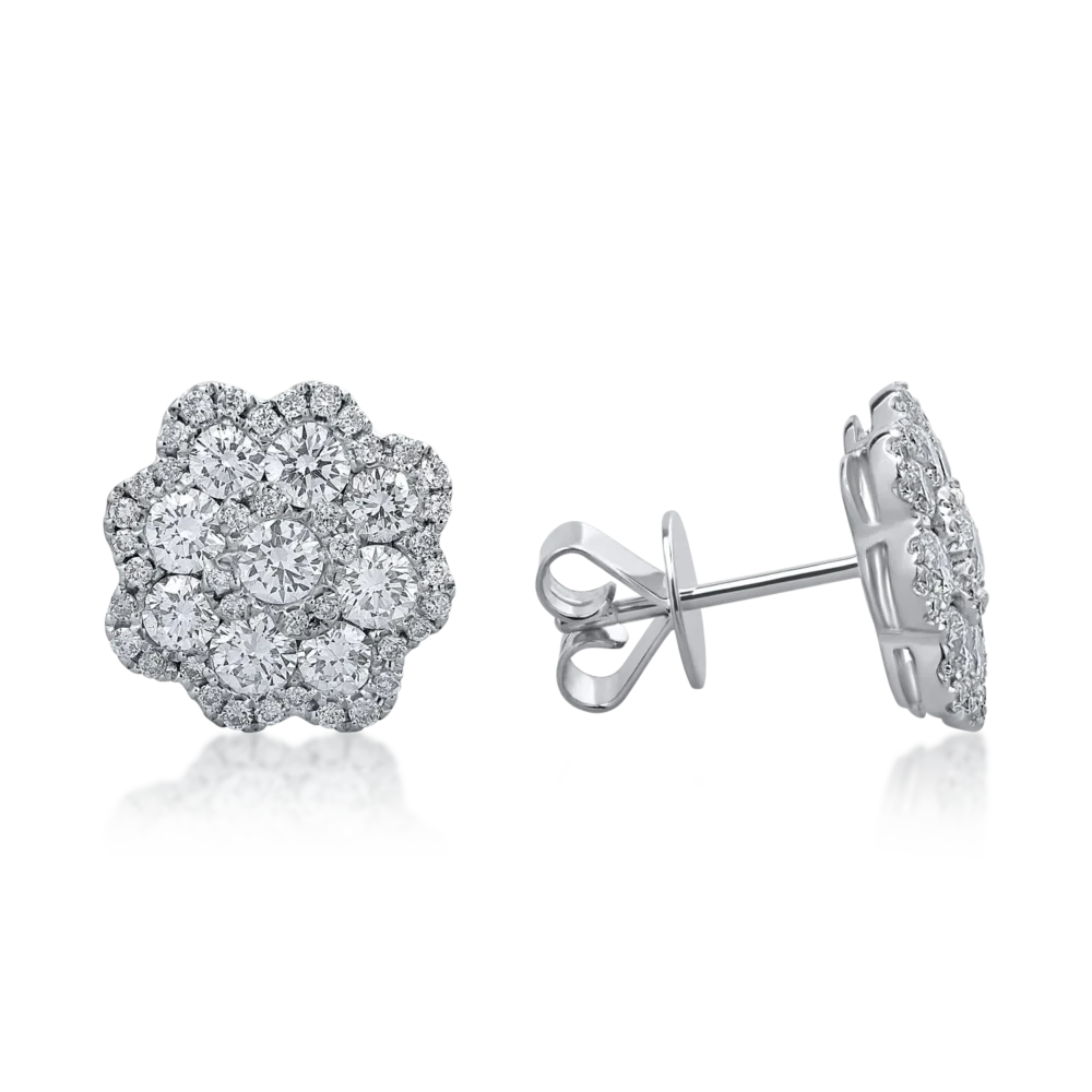 Cercei din aur alb cu diamante de 2ct - imagine 3