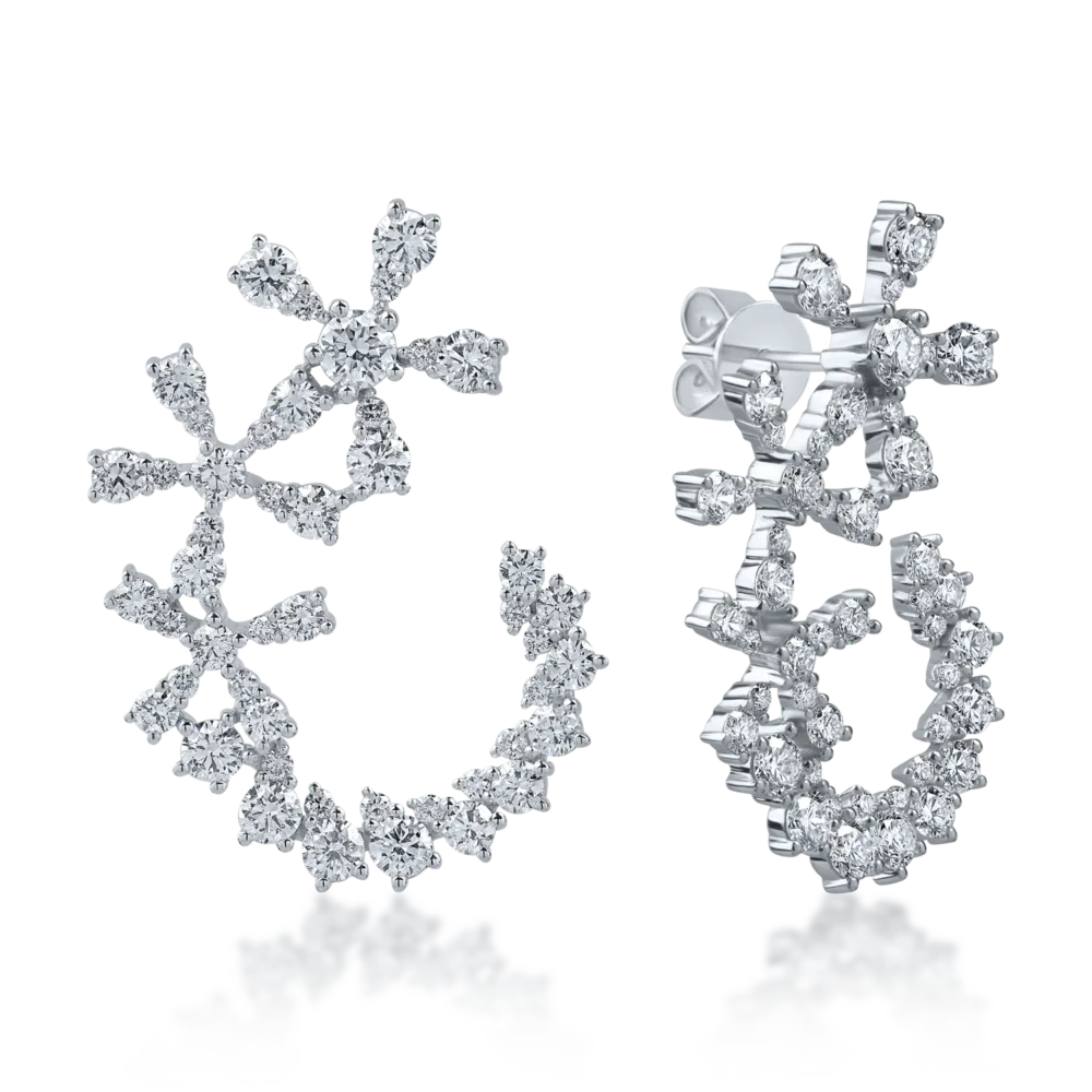 Cercei din aur alb cu diamante de 3.4ct