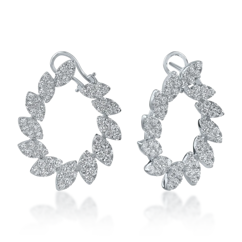 Cercei din aur alb cu diamante de 3.59ct