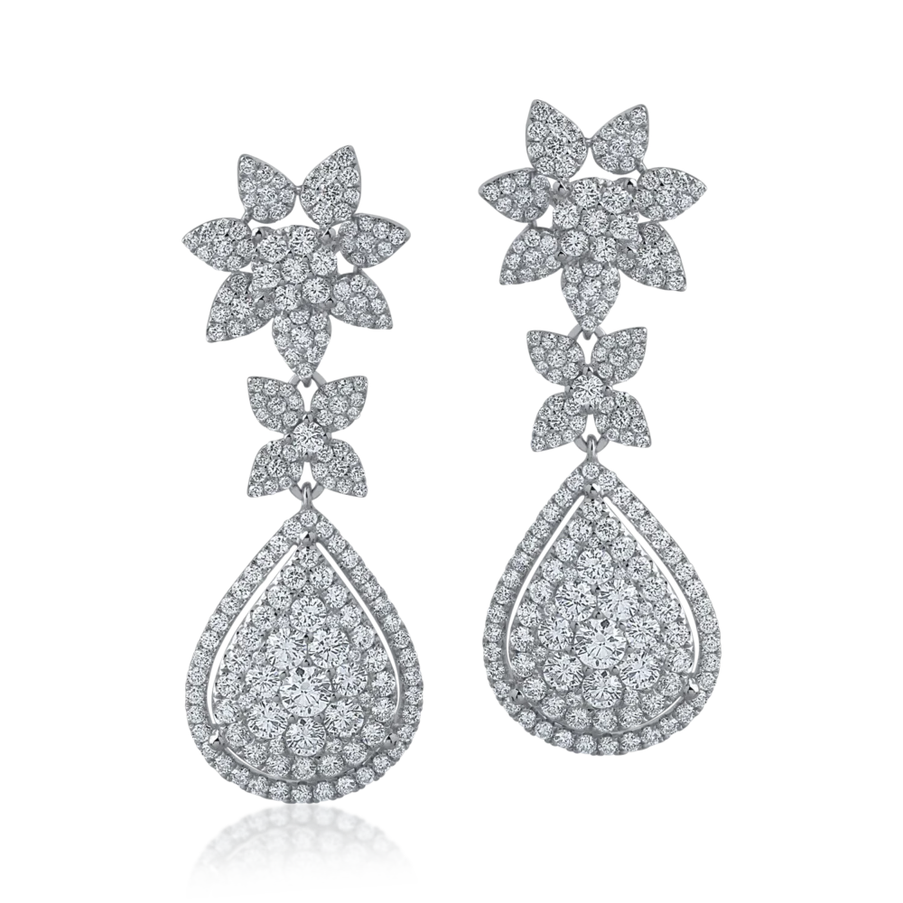 Cercei din aur alb cu diamante de 3.74ct - imagine 2