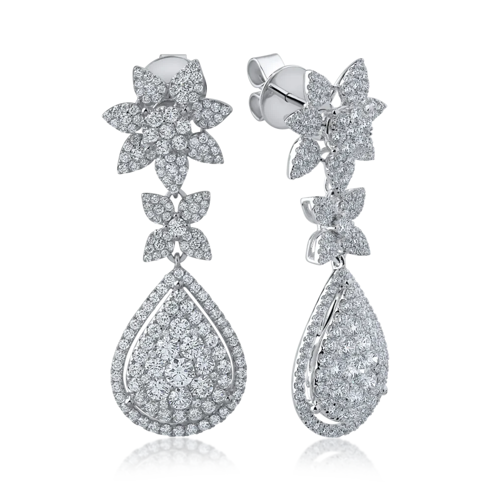 Cercei din aur alb cu diamante de 3.74ct