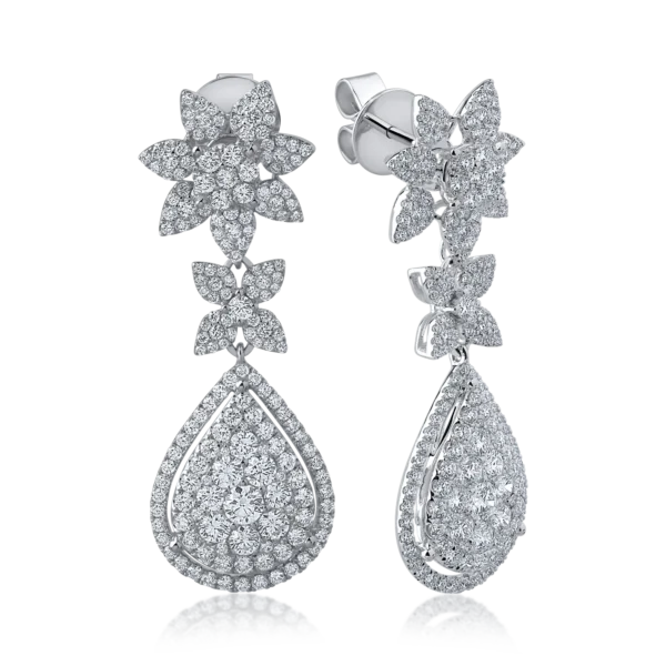 Cercei din aur alb cu diamante de 3.74ct