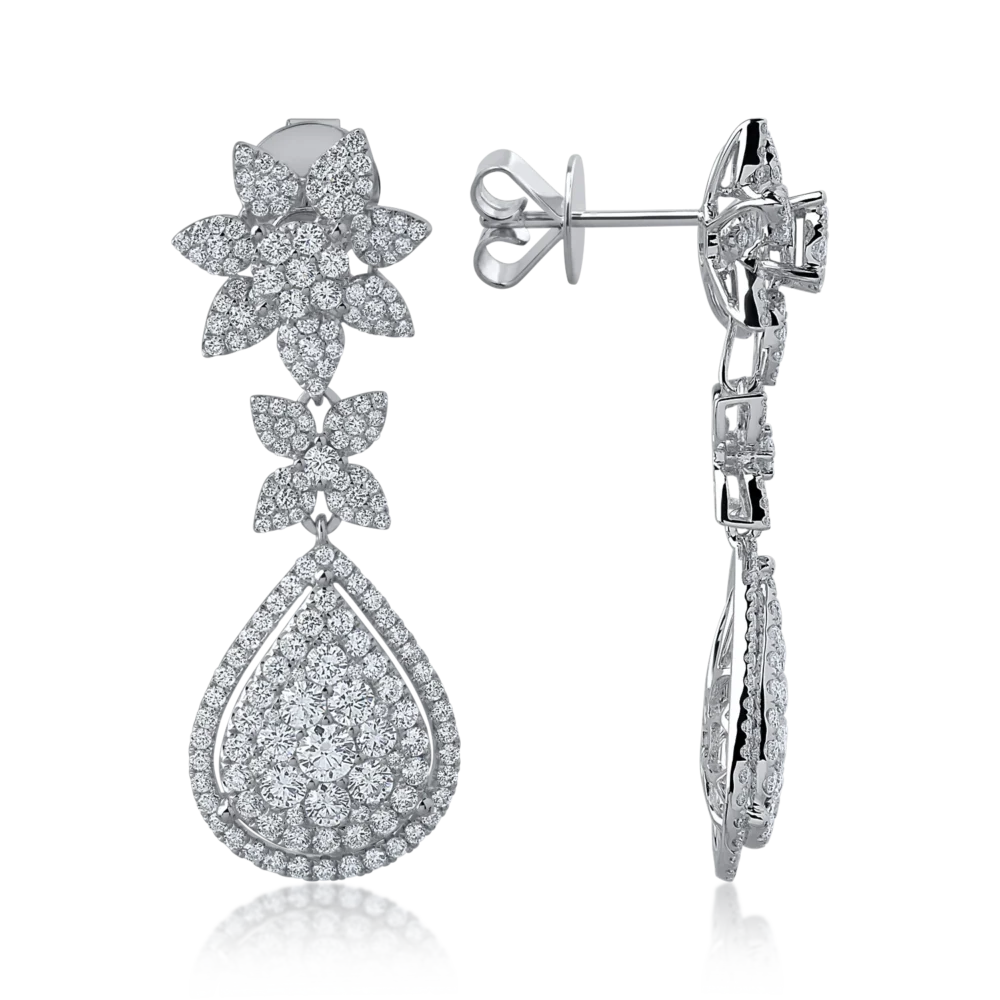 Cercei din aur alb cu diamante de 3.74ct - imagine 3