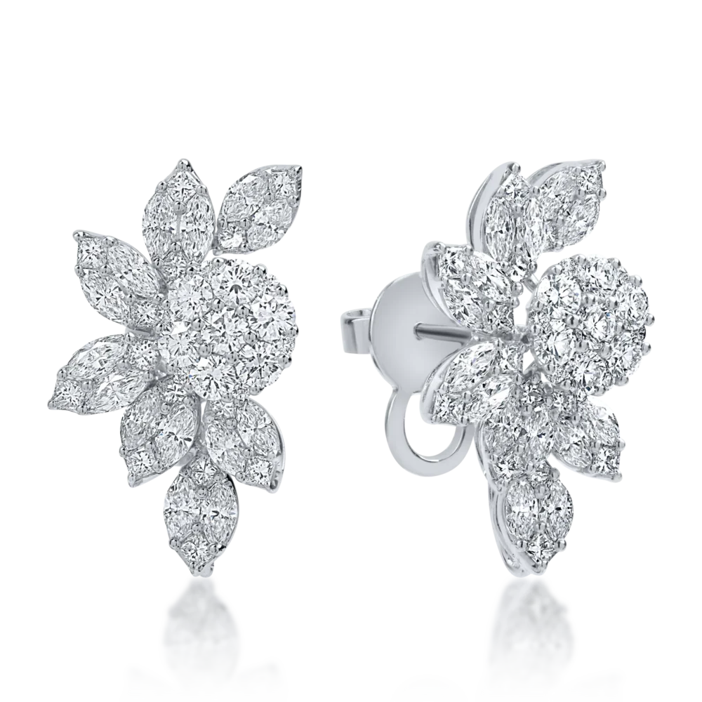 Cercei din aur alb cu diamante de 3.87ct