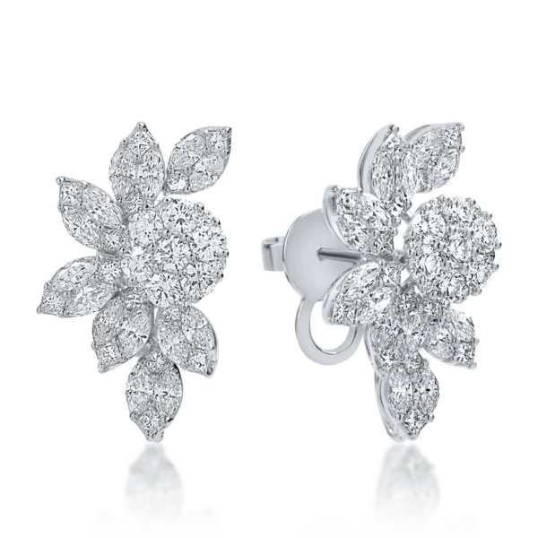 Cercei din aur alb cu diamante de 3.87ct