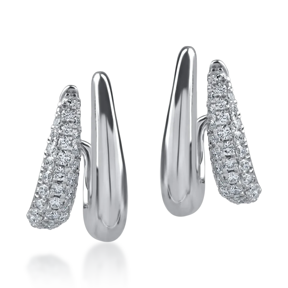 Cercei din aur alb cu diamante microsetting de 0.3ct - imagine 2