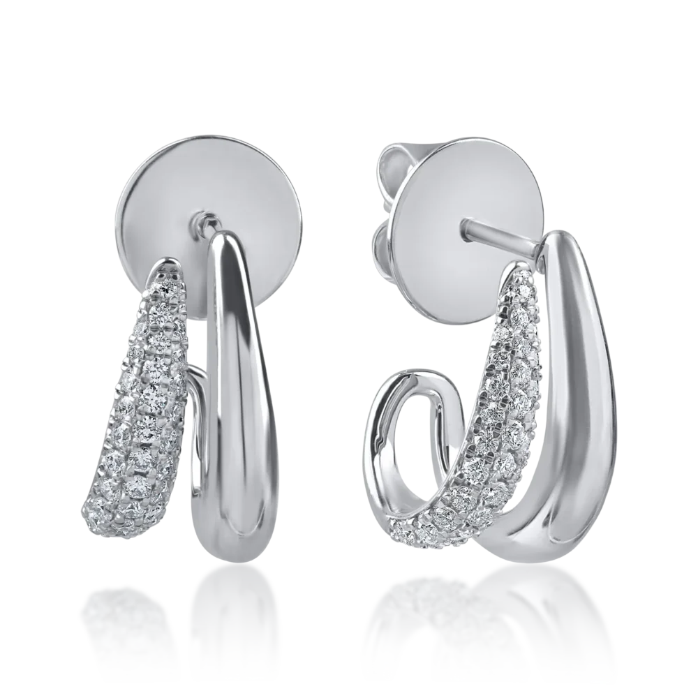 Cercei din aur alb cu diamante microsetting de 0.3ct