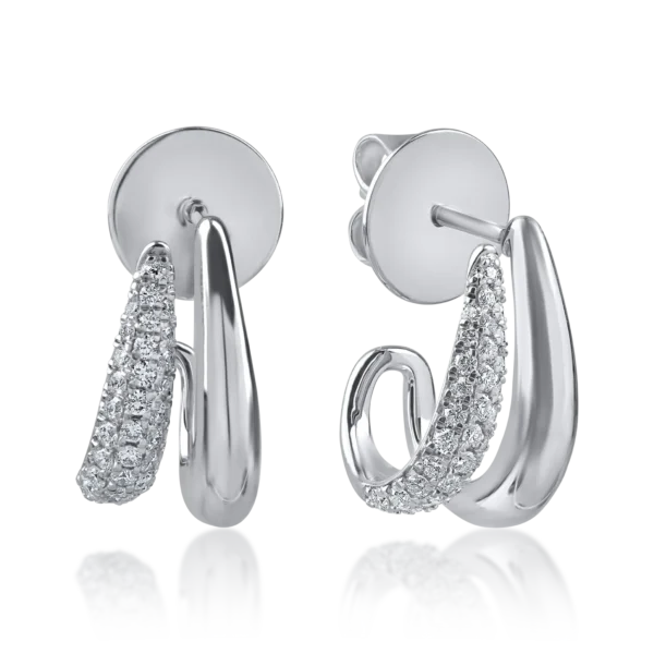 Cercei din aur alb cu diamante microsetting de 0.3ct