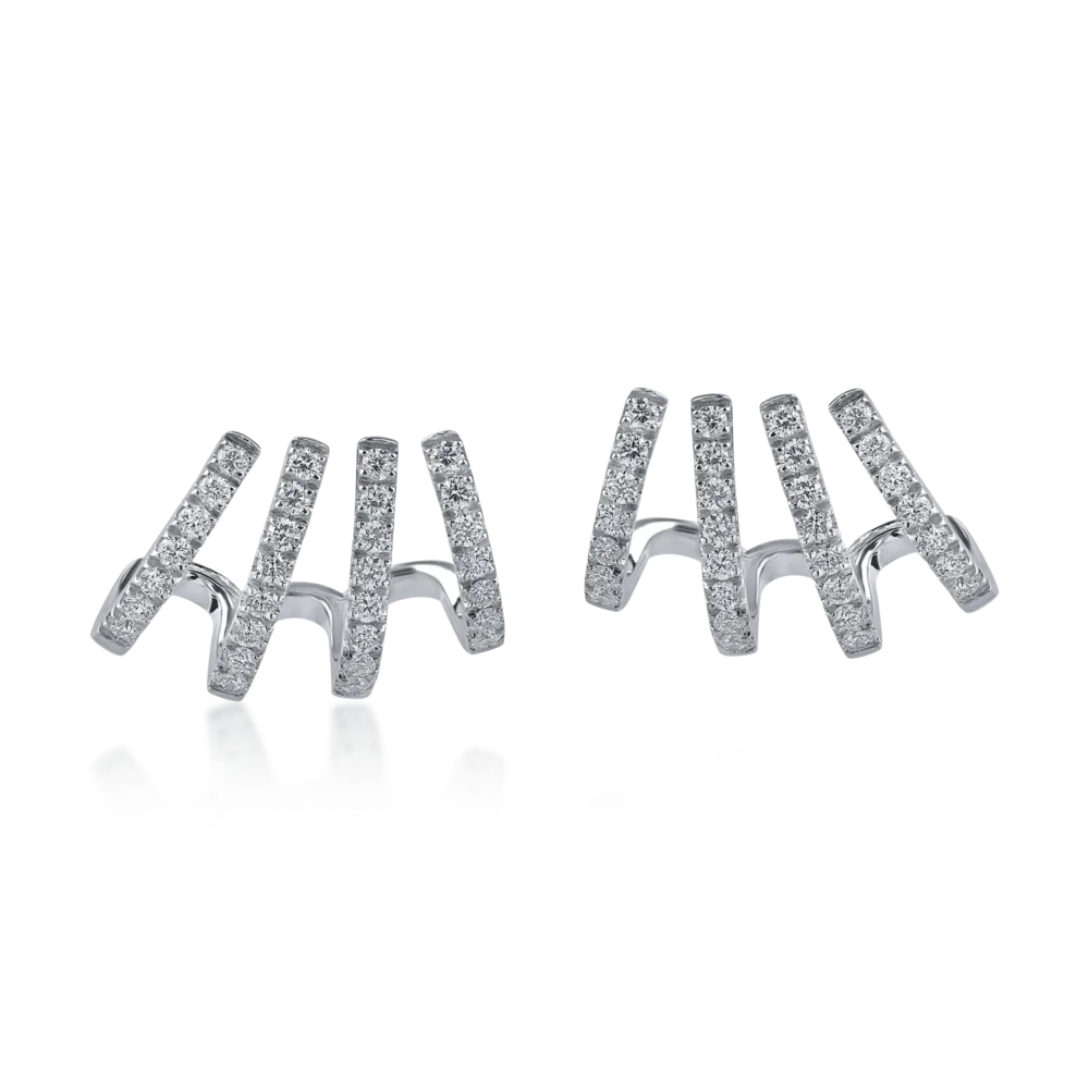 Cercei din aur alb cu diamante microsetting de 0.6ct - imagine 2