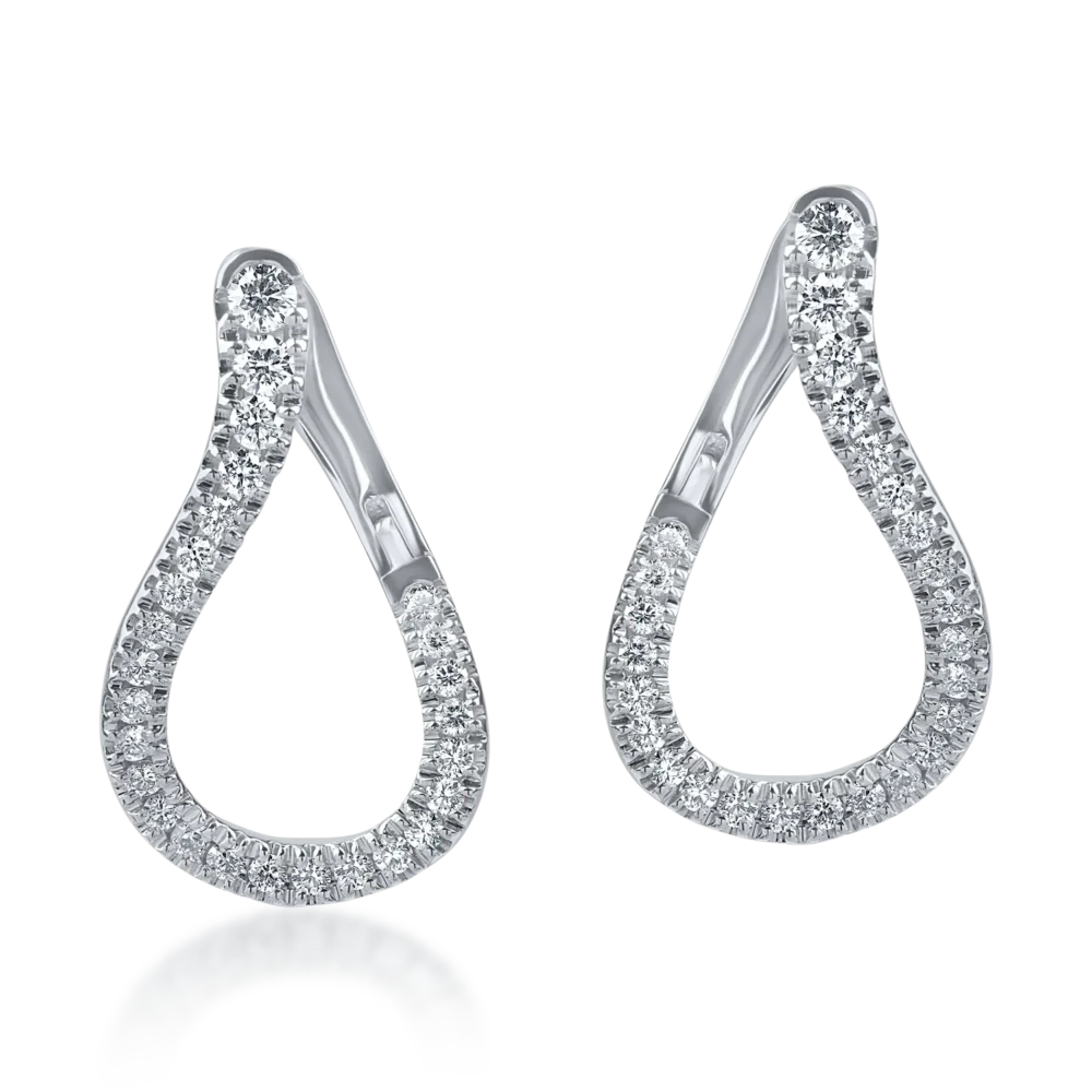 Cercei din aur alb cu diamante microsetting de 0.7ct - imagine 2