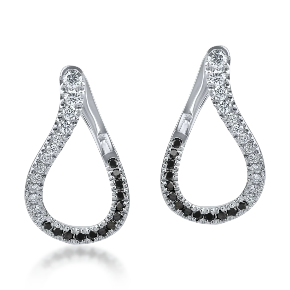 Cercei din aur alb cu diamante microsetting de 0.7ct - imagine 2