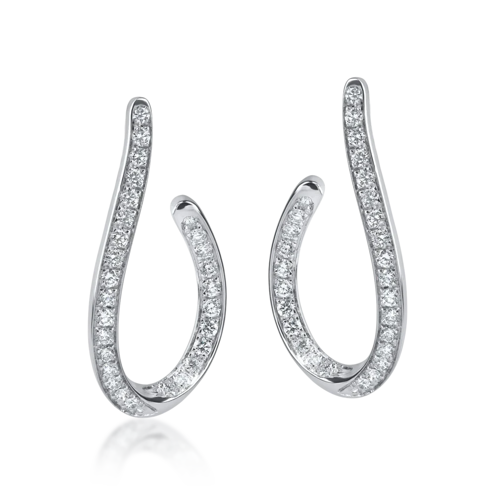 Cercei din aur alb cu diamante microsetting de 0.9ct - imagine 2