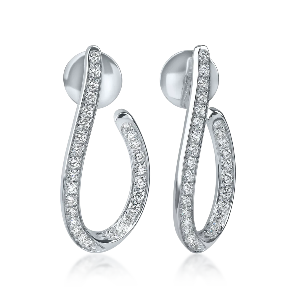 Cercei din aur alb cu diamante microsetting de 0.9ct